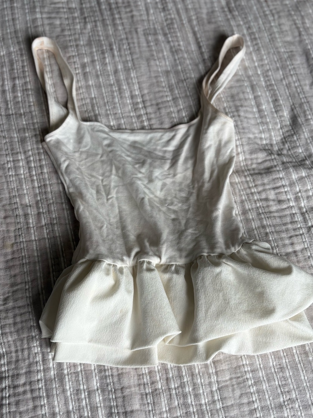 Zara Cream Double-Ruffle Peplum Camisole